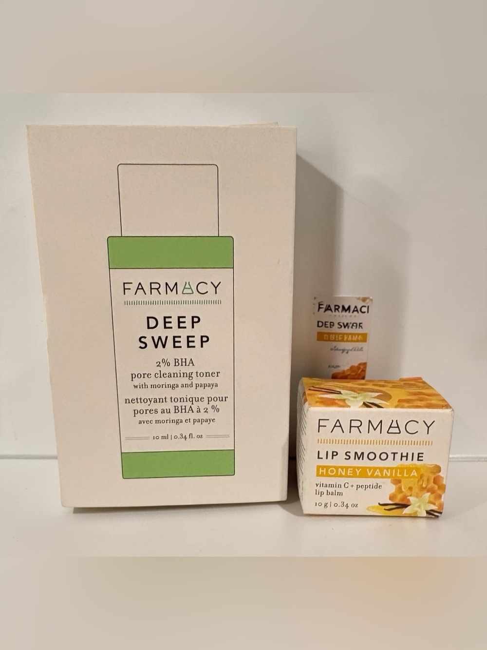 Farmacy Deep Sweep BHA Toner & Honey Vanilla Lip Smoothie Set NIB